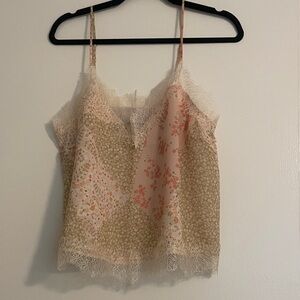 Floral Lace Trim V-Neck Cami